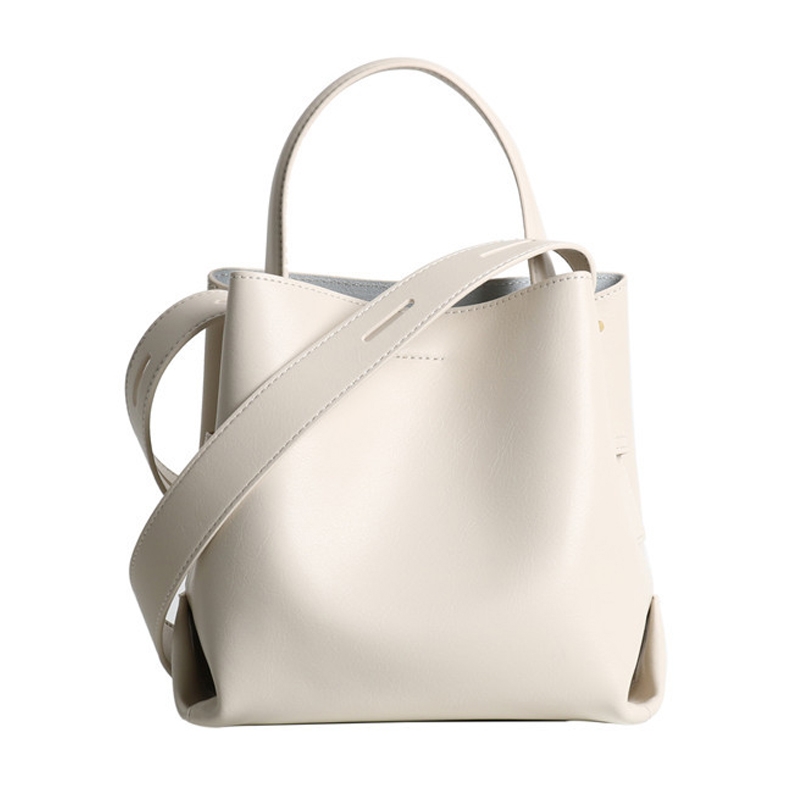 White Leather Bucket Bag