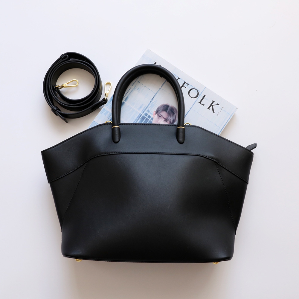 Black Genuine Leather Top Handle Tote Bag Crossbody Purse For Work ...