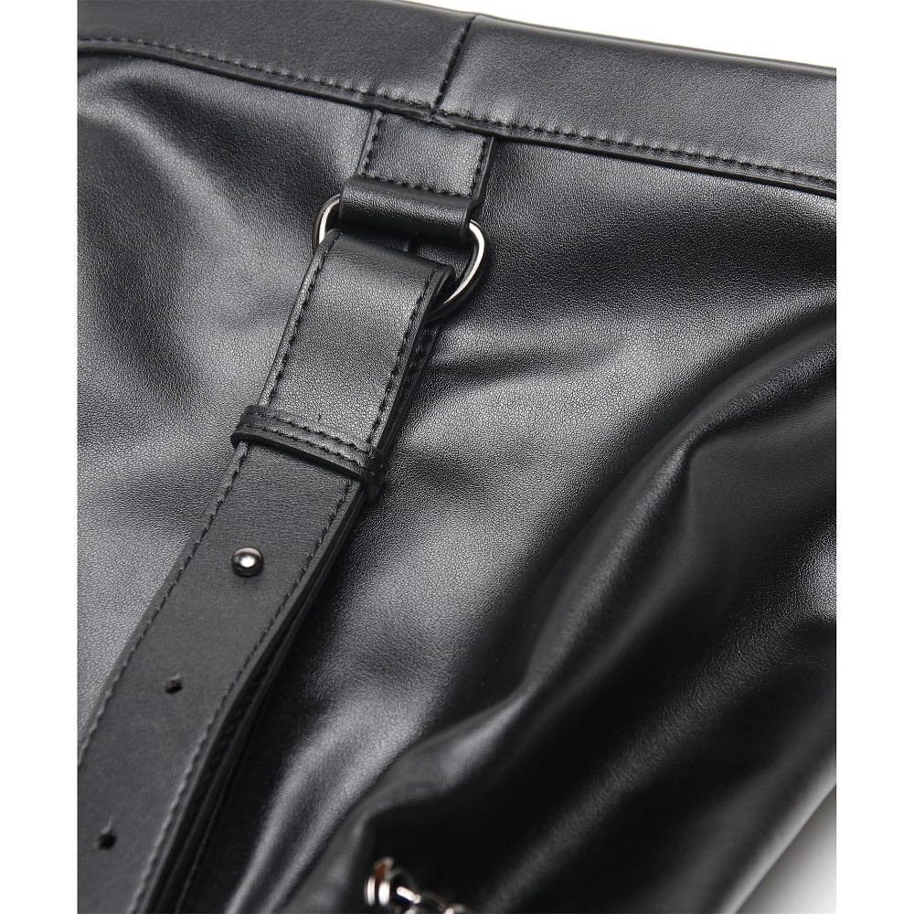 Black Soft Leather Travel Single Shoulder Backpack Handbags Big
