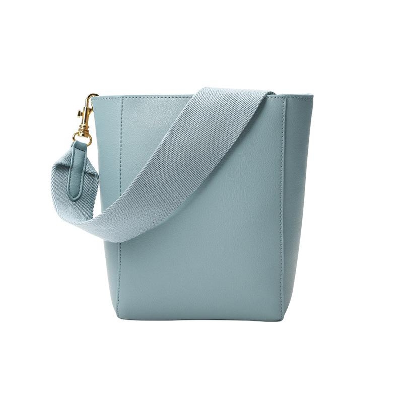 Medium Size Cream Color Wide Strap Shoulder Bucket Bags | Baginning