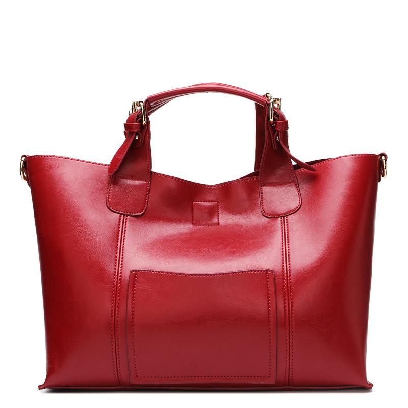 Red Leather Tote Bags Inner Pouch Women's Work Bags | Baginning