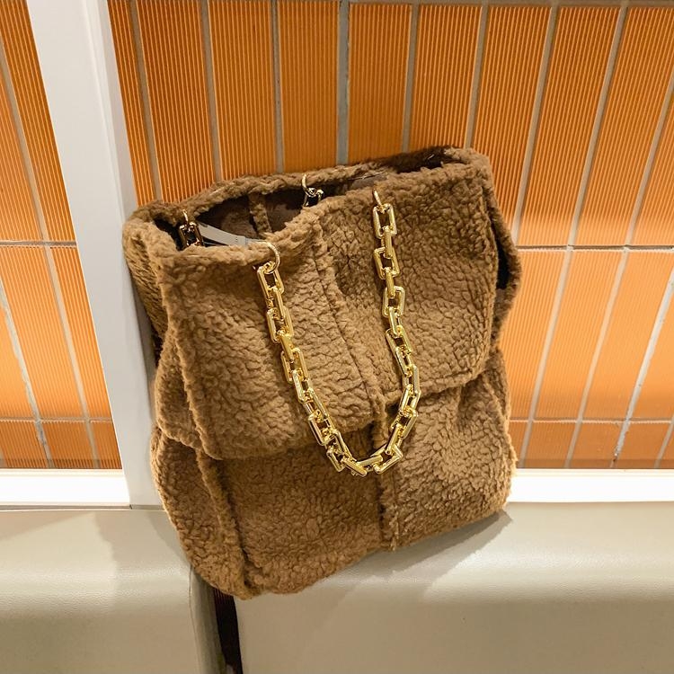 CHANEL beige suede 2020 LARGE SHOPPING CHAIN TOTE Bag