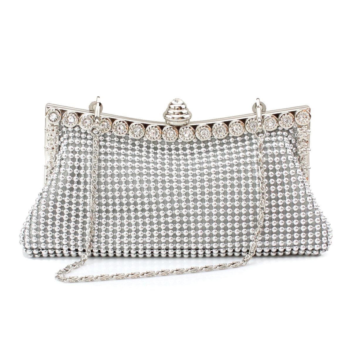 Luxury Handbag Rhinestones Evening Bags Party Clutch Purses,Silver -  Walmart.com
