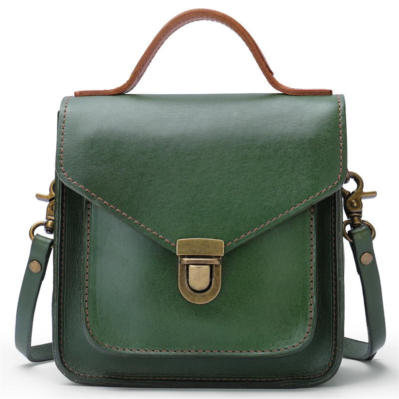 Green Leather Bag Satchel Bag Mini Leather Messenger 