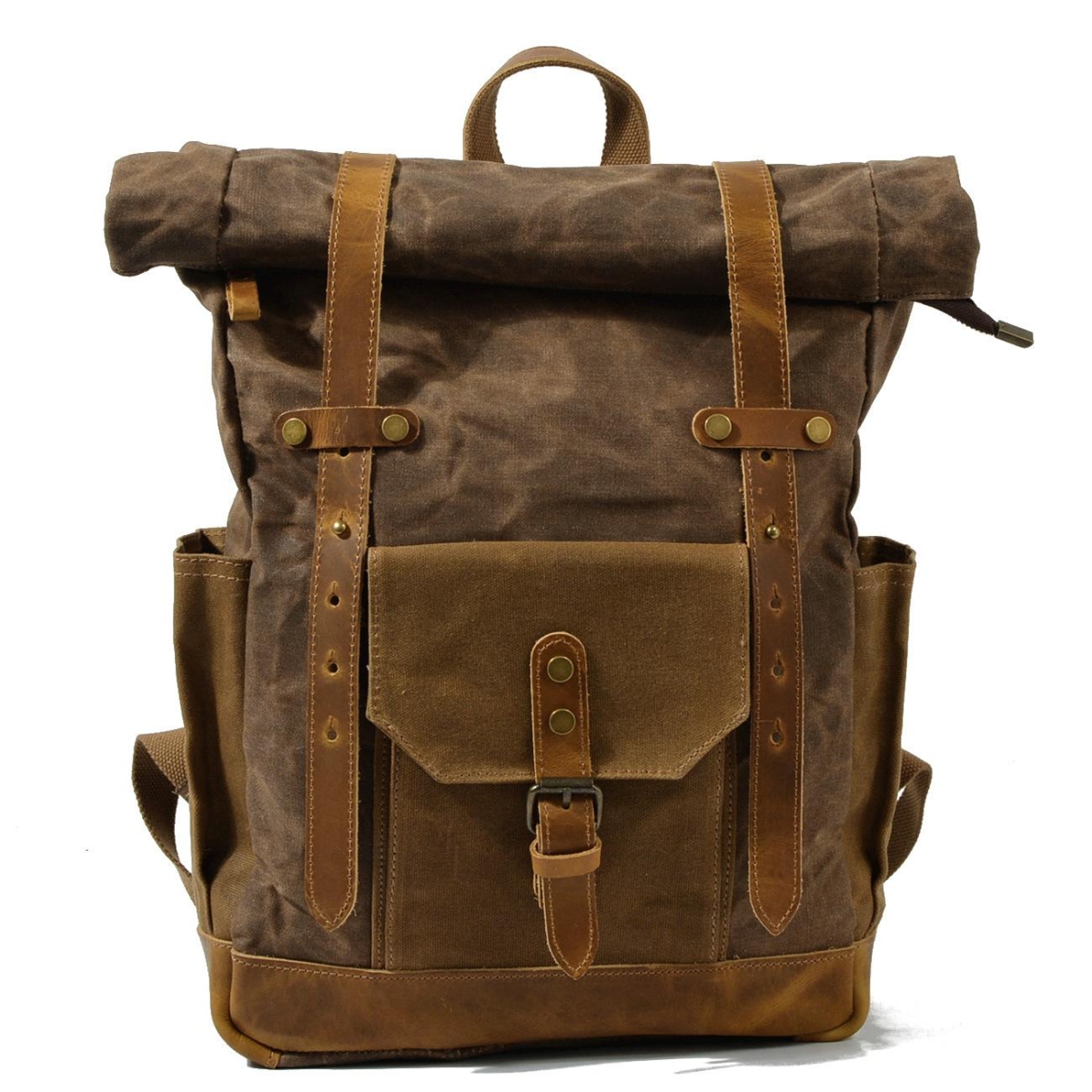 Large Vintage Canvas Backpack, Coffee