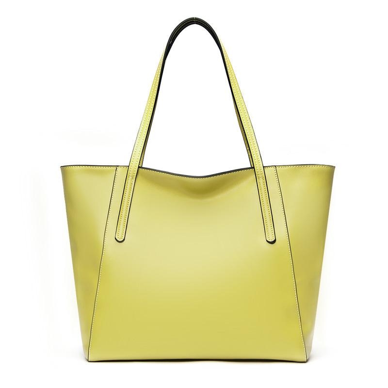 Yellow Leather Tote Bag Large Shoulder Bags | Baginning
