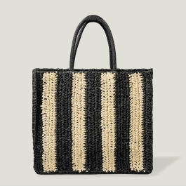 Summer Trend Black Stripe Colors Straw Beach Bags | Baginning