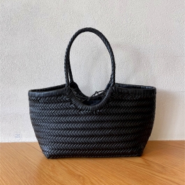 Black Summer Woven Leather Purse Oversized Tote Bags | Baginning