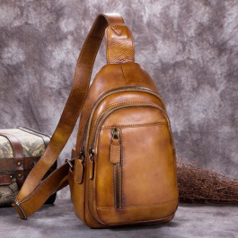 Brown Cow Leather Travel Sling Pack Vintage Fanny Packs | Baginning