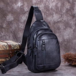 Black Cow Leather Travel Sling Pack Vintage Fanny Packs | Baginning