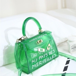 Summer Laser Transparent Jelly Bag With Letter Print, Fresh And