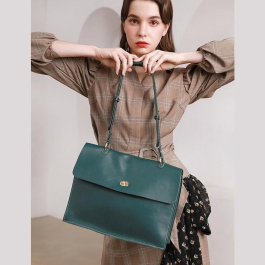 Green Oversize Retro Foldover Leather Handbags Vintage Shoulder Bag ...