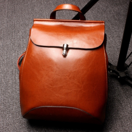 Women's Brown Genuine Leather Backpack | Baginning