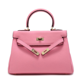 Pink Linen Leather Handbags Satchel Bags | Baginning