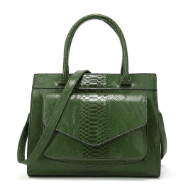 Green Python Print Vegan Leather Handbags Shoulder Bags | Baginning