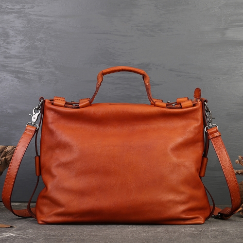 Brown Full Grain Leather Vintage Totes Top Handle Crossbody Handbags For Travel