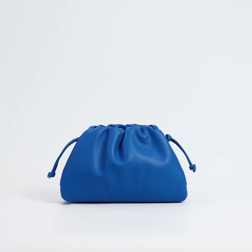 Royal Blue Genuine Leather Handbags Pouch Bag Magnetic Slouchy Clutches