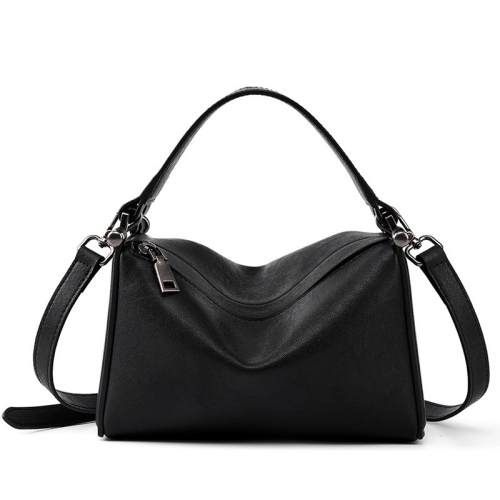 Black Genuine Leather Top Handle Crossbody Handbags Office Purse