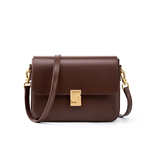 Coffee Leather Flap Crossbody Bags Chic Women's Handbags
