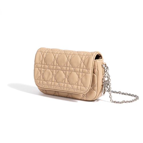 Nude Leather Flap Quilted Bag Crossbody Cell Phone Chain Handbags