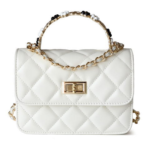 White Leather Flap Quilted Bag Crossbody Chain Dresses Handbags