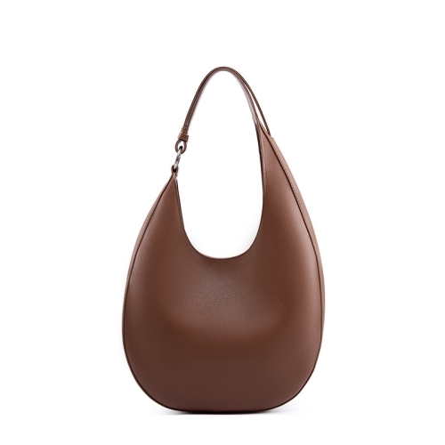 Coffee Leather Half Moon Bag Shoulder Bags Big Hobo Bag