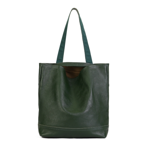 Olive Green Leather Totes Back Zipper Over The Shoulder Bags For Shopping