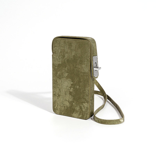 Olive Green Satin Cell Phone Bag Crossbody Mini Purses