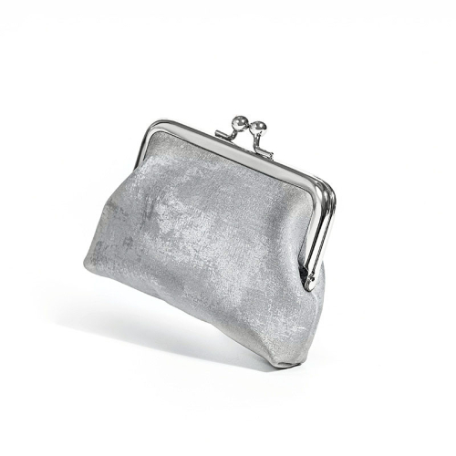 Silver Satin Mini Clasp Handbags Mini Coin Purses