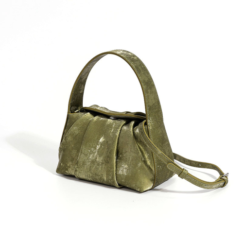 Olive Green Satin Plisse Handbags Small Crossbody Purses For Dresses