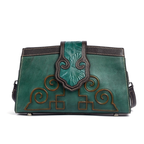 Green Vintage Embossed Leather Crossbody Purse Handbags For Outgoing