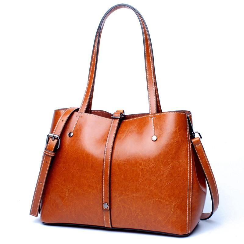 3 Medium Bags Women's Vintage Brown Pure Leather Shoulder Bags For pugglelucy12_ 