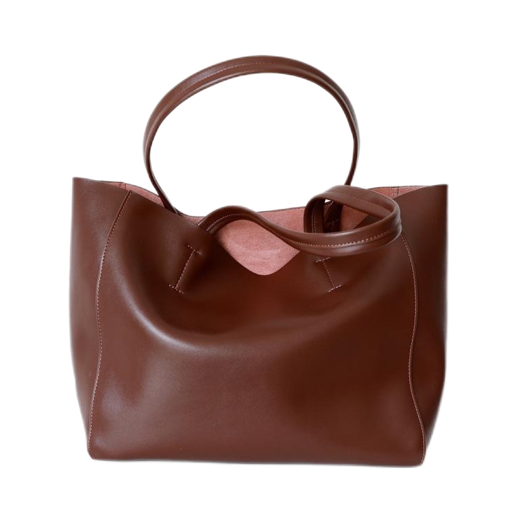 Coffee Soft Leather Daily Tote Bags