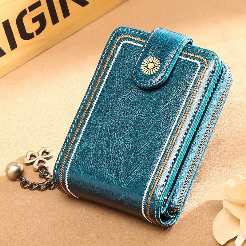 2020 New Arrivels Fold Wallet Blue Card Bags with Zipper