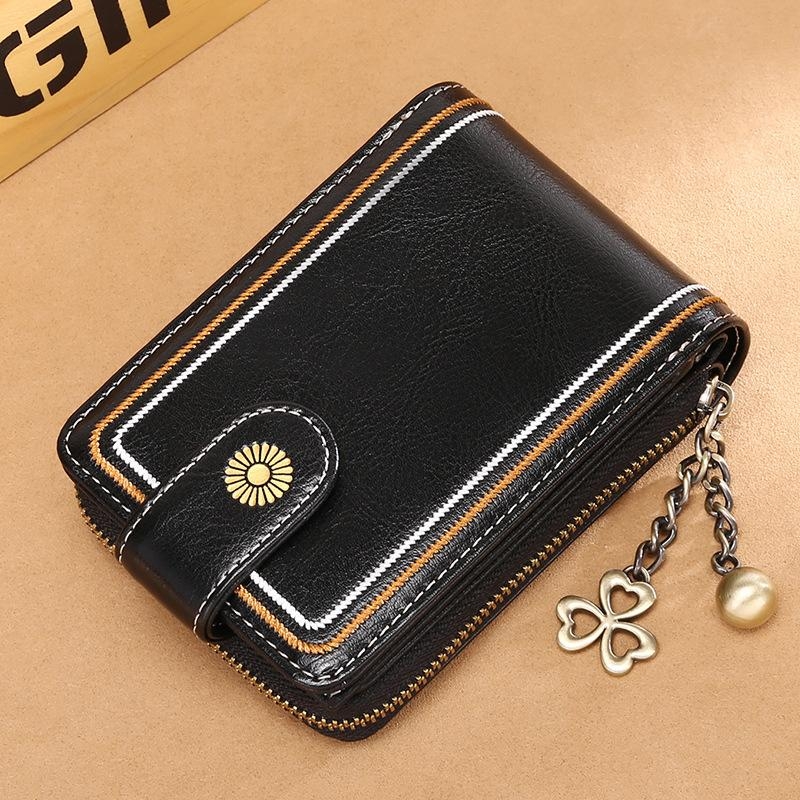 2020 New Arrivels Black Fold Wallet Card Bags with Zipper