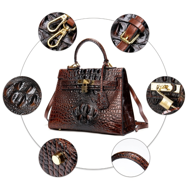 2022 Fall Arrivel Brown Embossed Leather Satchel Handbags