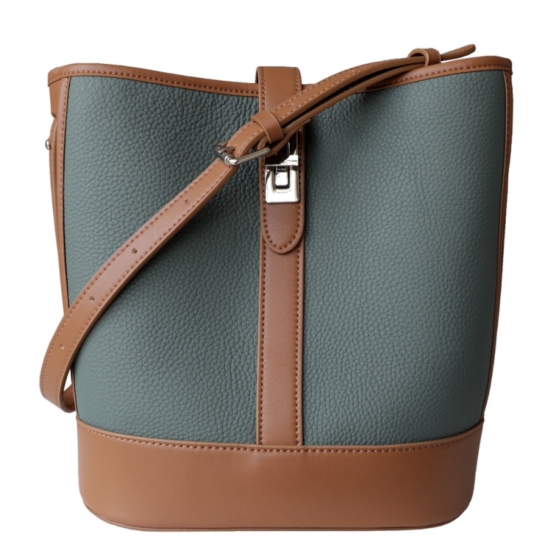 2022 New Arrivel Green and Brown Shoulder Belt Bucket Bag