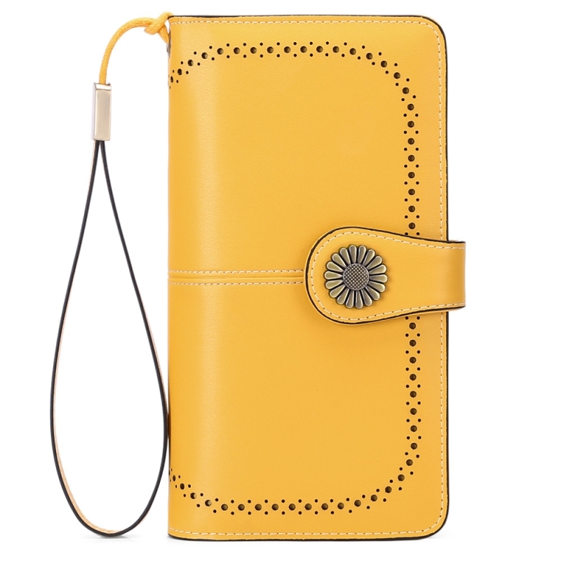 2022 New Arrivel Yolk Yellow Women's Leather Long Wallet