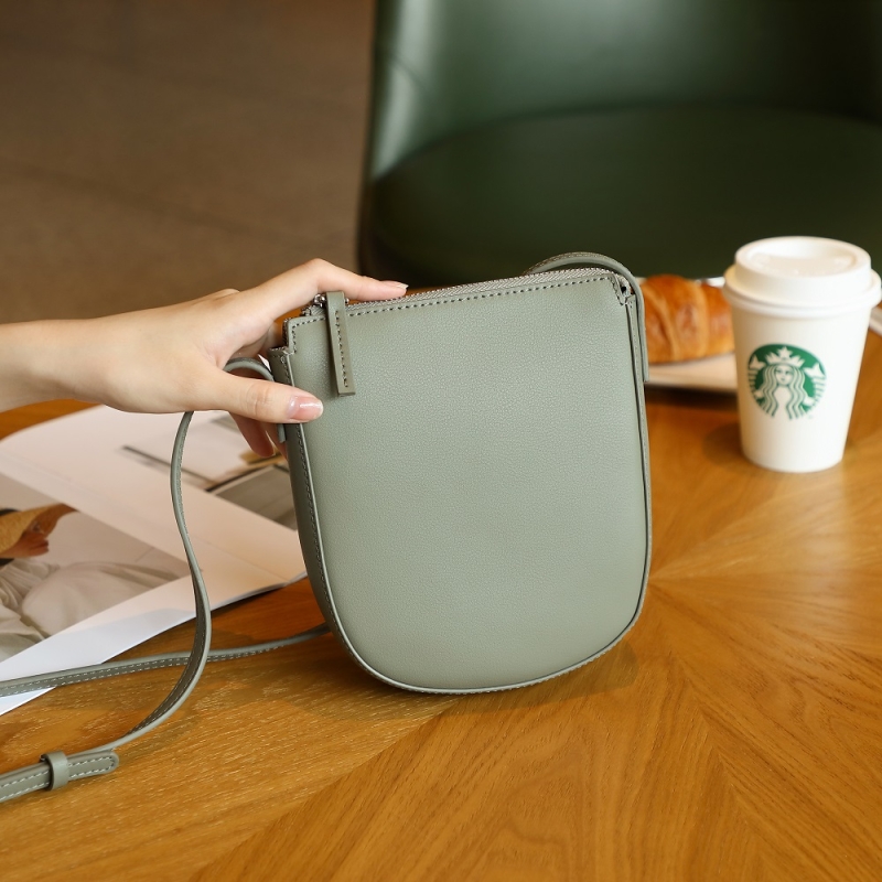 Green Leather Zipper Corssbody Mini Bag Phone Purses
