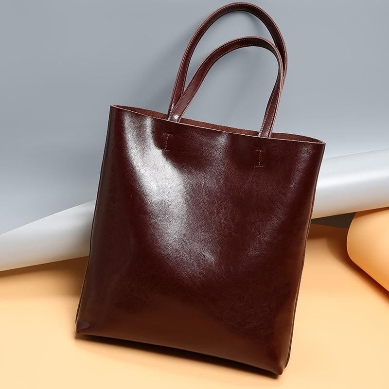 Women's Maroon Classy  Leather Tote Bag Fashion Handbags
