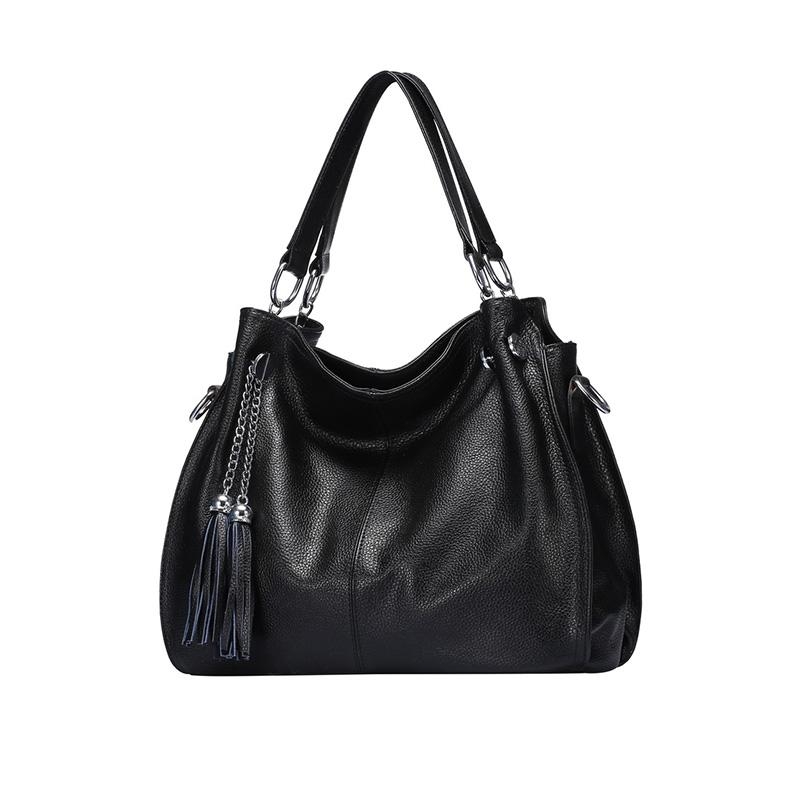 Black Tassel Genuine Leather Handbags 