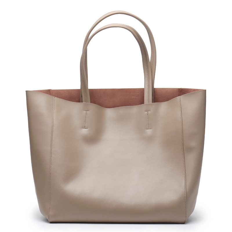 Apricot Soft Leather Daily Tote Bags