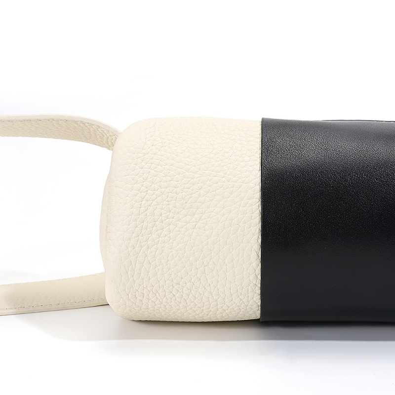 Balck and White Leather Unique Cylindrical Zipper Shoulder Bags