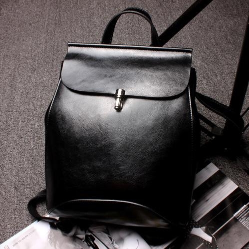 Black Cute Genuine Leather Backpack
