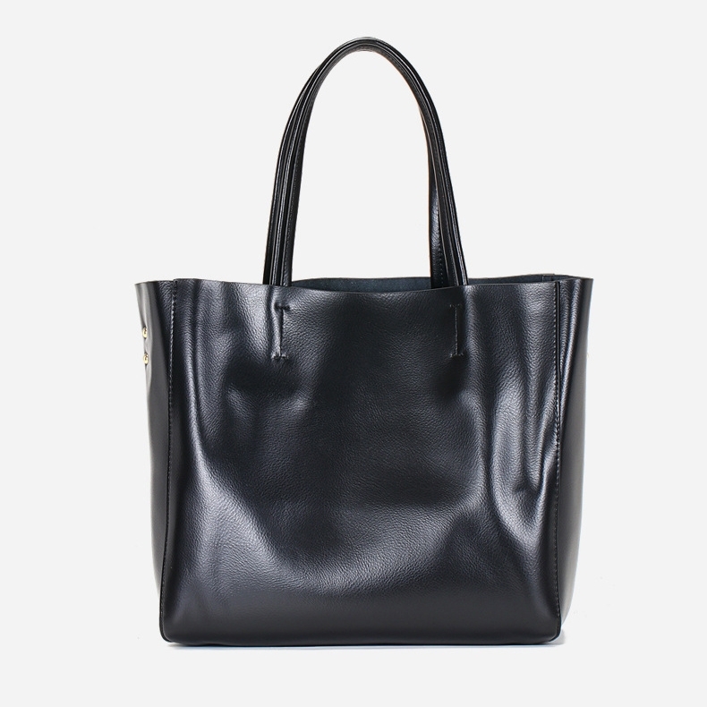 Black Genuine Leather Tote Handbags Shopper Bag