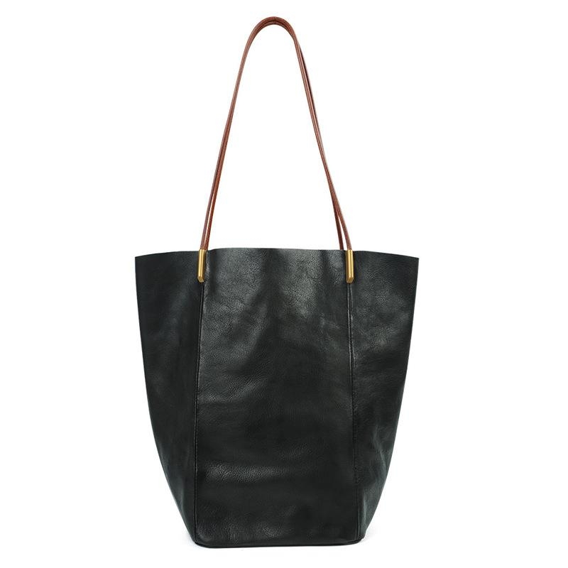 Tan Large Vegetable Tanned Leather Tote Bag
