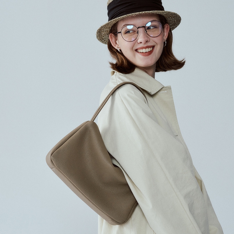 Light Green Leather Cube Square Shoulder Hobo Bag Zipper One Handle Simply Handbags