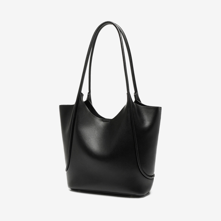 Black Leather Shoulder Work Bags Tote