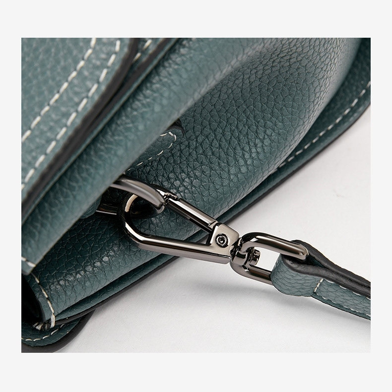 Black Leather Top Handle Flap Shoulder Stachel Handbags
