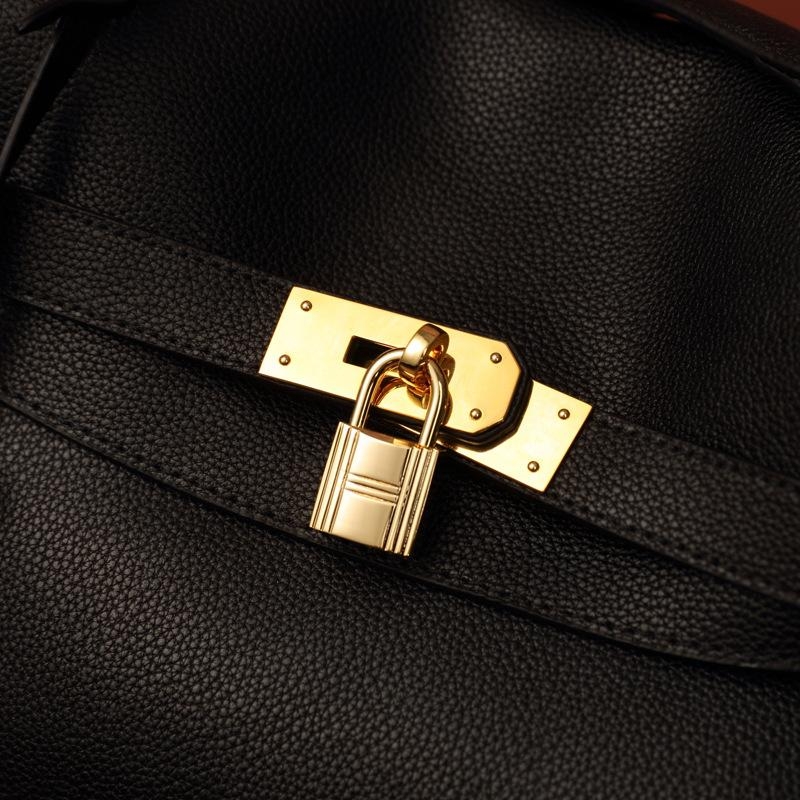Black Leather Top Handle Satchel Bag Shouler Bags